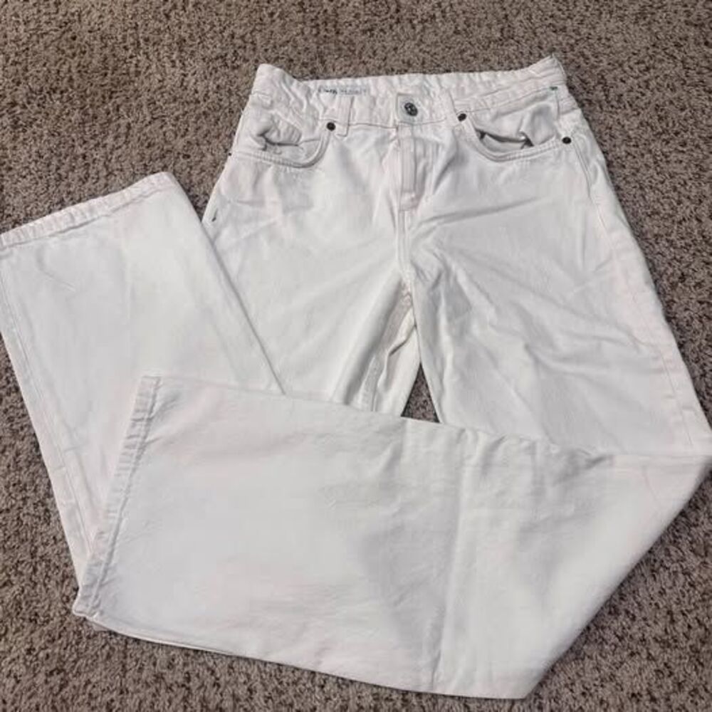 Zara white wide leg jeans